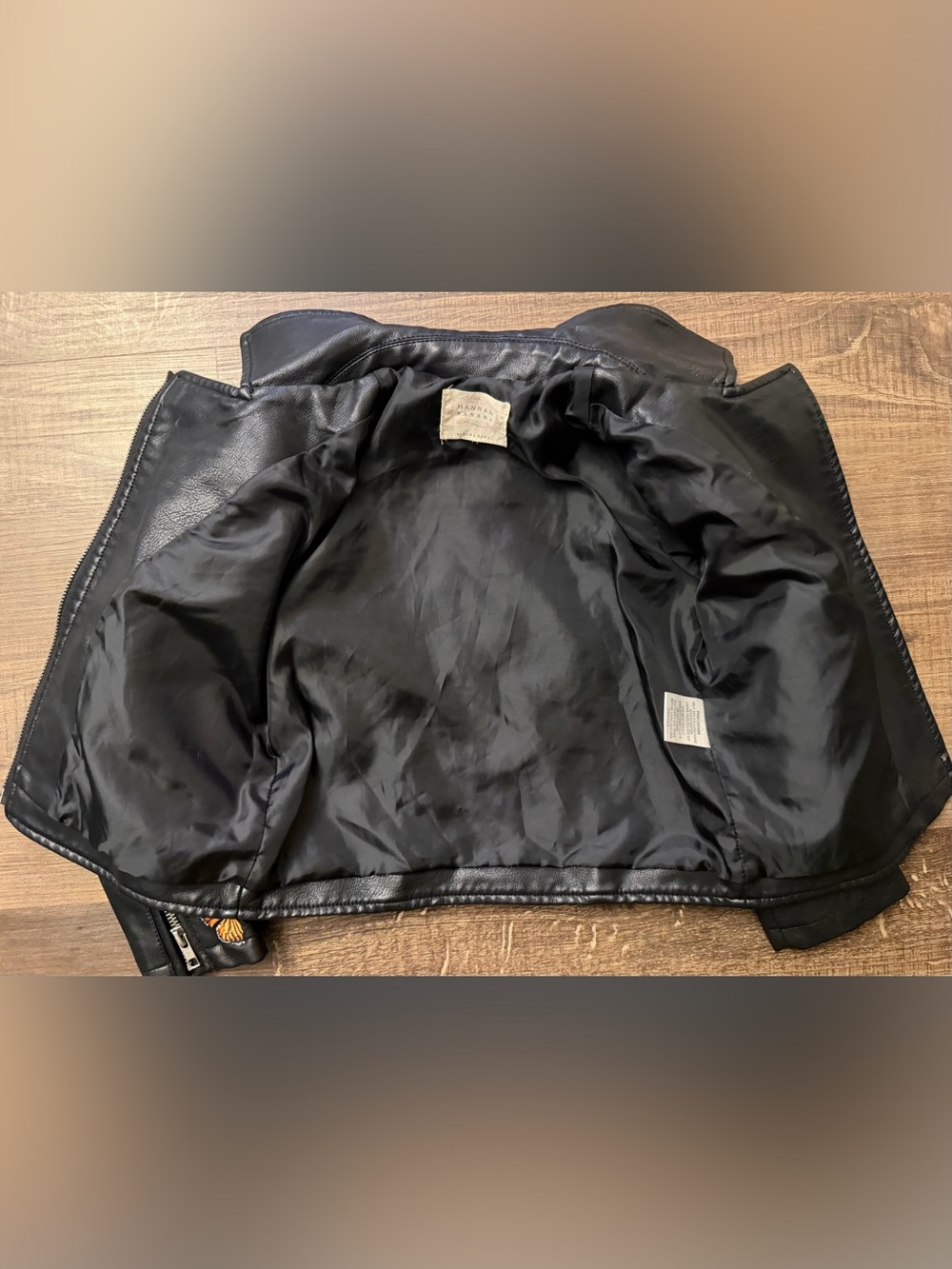 Hannah Banana Girls Butterfly Faux Leather Moto Jacket Black Estimated Size 5 - Picture 10 of 13